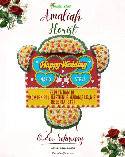 Karangan Papan Bunga Pernikahan di Kutamendala